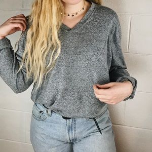 soft gray v neck sweater